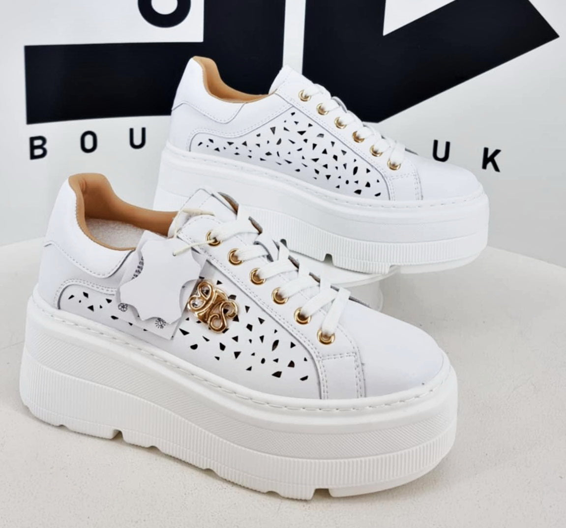 Sneakersy AŻURKOWE - BIAŁE